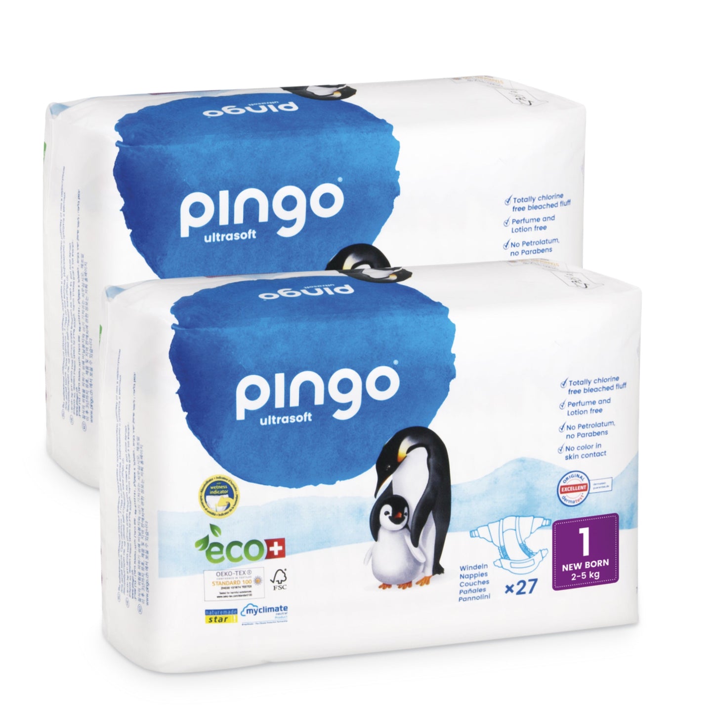 Pingo pañales ecológicos T1 (2-5 Kg)/27uds